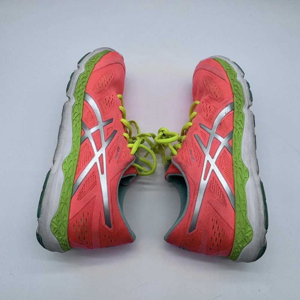 Asics Shoes Women 9.5 Low Top Lace Up Gym Orange Sneaker 33-FA Logo Run Cruise +